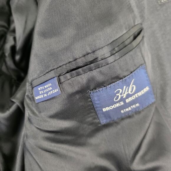 Brooks Brothers Blazer Mens 44 LG Gray 346 Wool Sports Coat Two Button Stretch - Picture 12 of 12